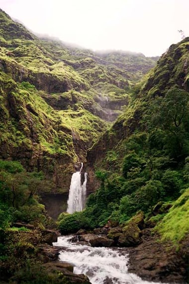 Ganapatipule Marleshwar Waterfalls Portrait Image