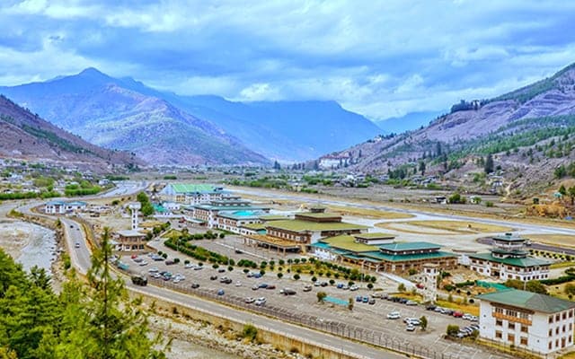 Paro Paro Airport Bird S Eye Viewpoint Landscape Image