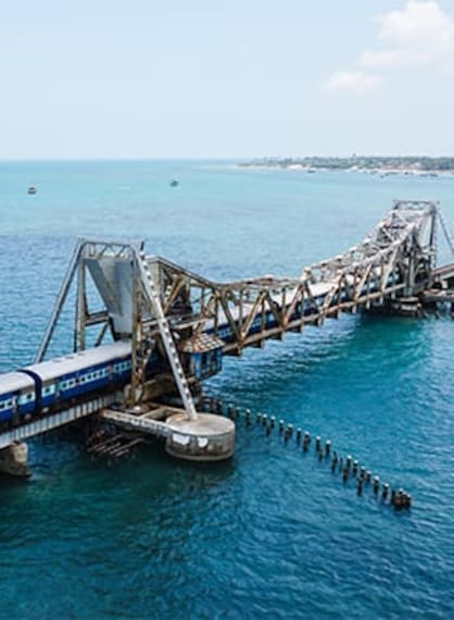 Rameshwaram Pamban Bridge Portrait Image