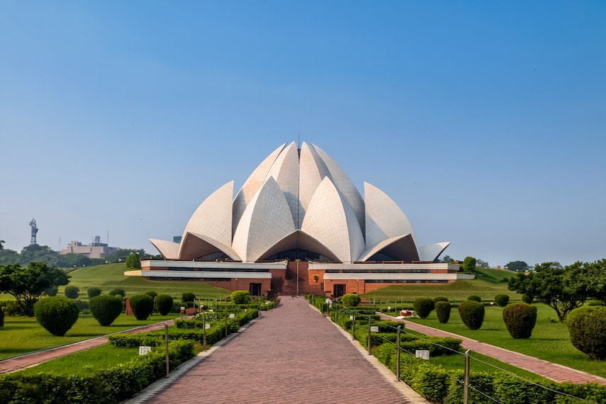 Delhi Lotus Temple Landscape Image